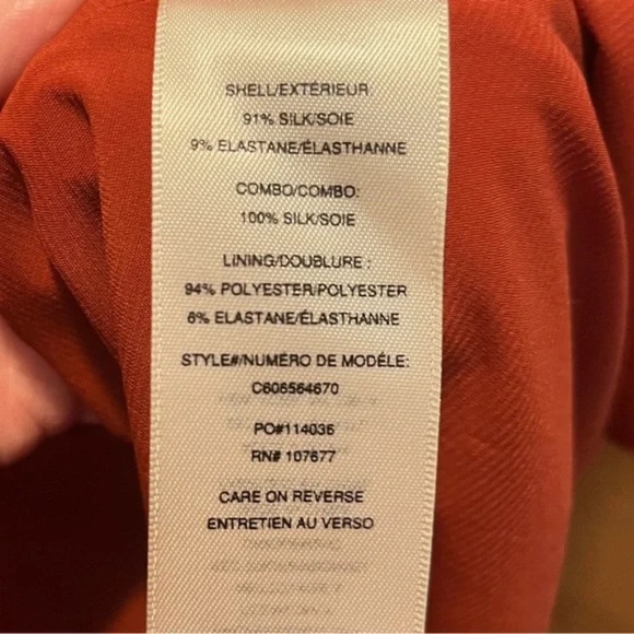 ALICE + OLIVIA Cary Long Sleeve Stretch Silk A Line Copper size 4 NWT - Picture 5 of 6